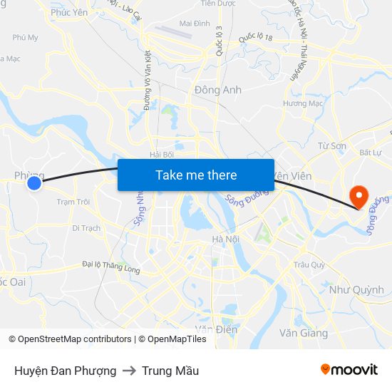 Huyện Đan Phượng to Trung Mầu map