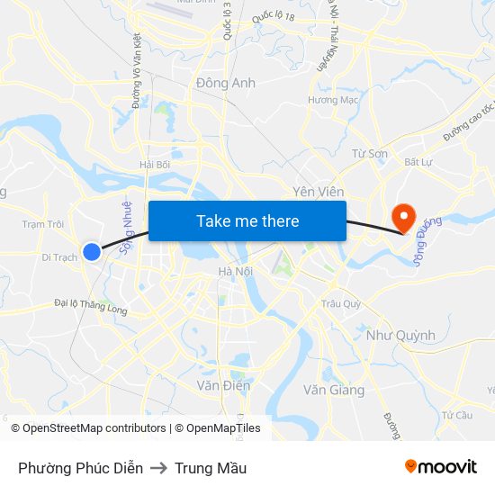 Phường Phúc Diễn to Trung Mầu map