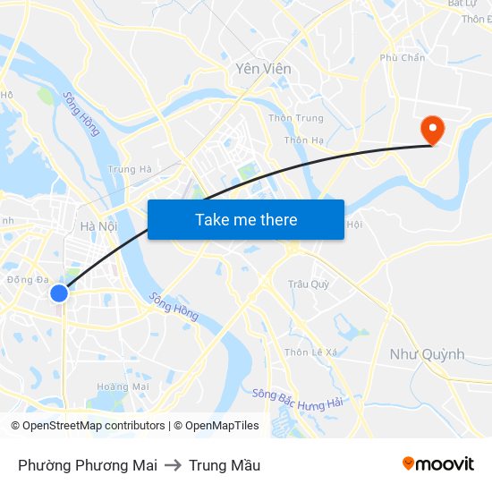 Phường Phương Mai to Trung Mầu map