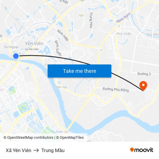 Xã Yên Viên to Trung Mầu map