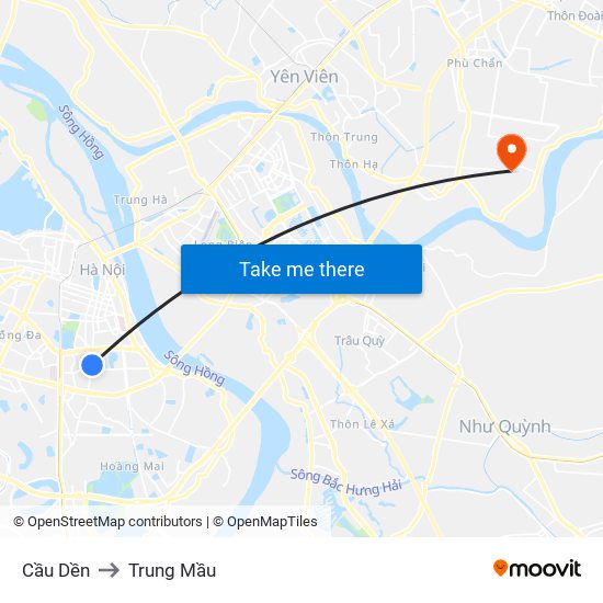 Cầu Dền to Trung Mầu map