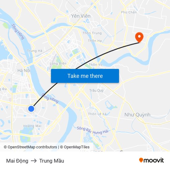 Mai Động to Trung Mầu map