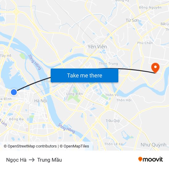 Ngọc Hà to Trung Mầu map