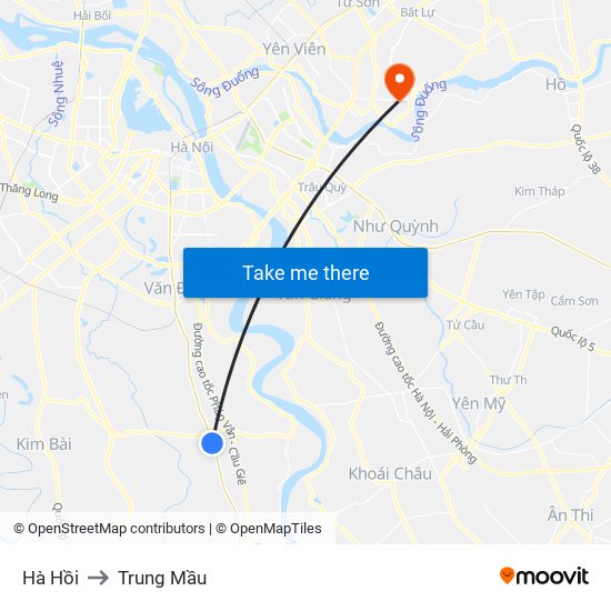 Hà Hồi to Trung Mầu map