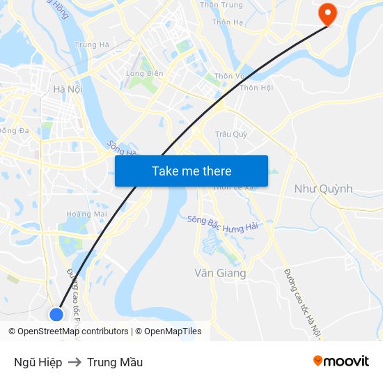 Ngũ Hiệp to Trung Mầu map