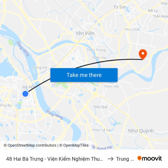 48 Hai Bà Trưng - Viện Kiểm Nghiệm Thuốc Trung Ương to Trung Mầu map