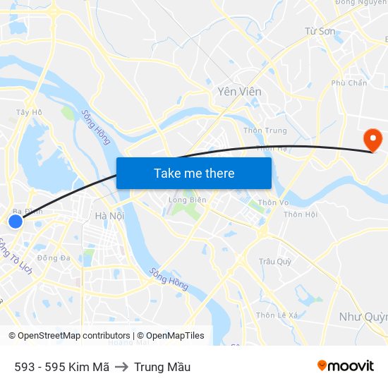 593 - 595 Kim Mã to Trung Mầu map