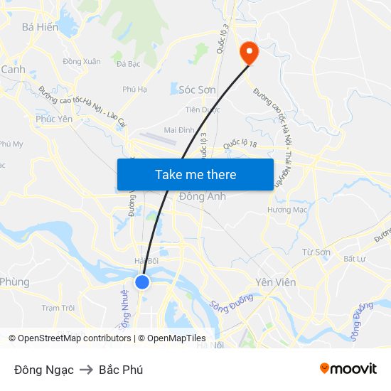 Đông Ngạc to Bắc Phú map