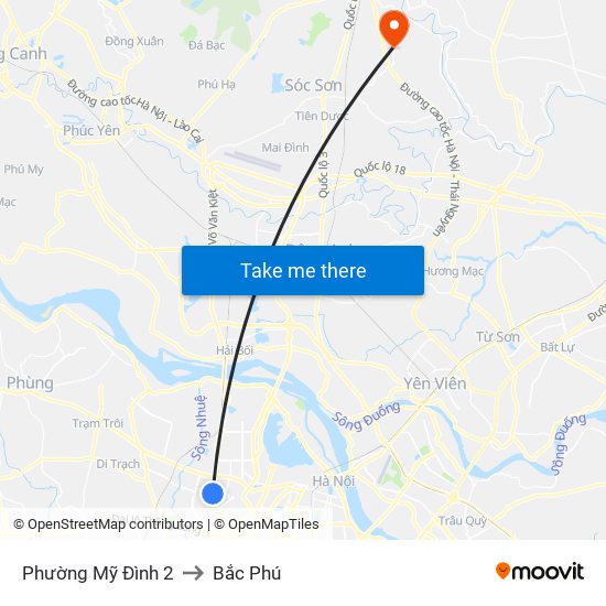 Phường Mỹ Đình 2 to Bắc Phú map