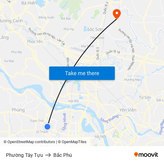 Phường Tây Tựu to Bắc Phú map