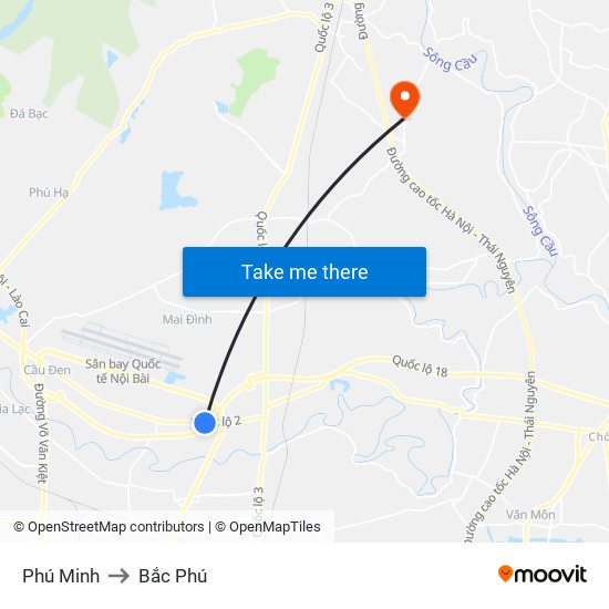 Phú Minh to Bắc Phú map