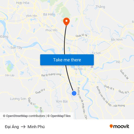 Đại Áng to Minh Phú map