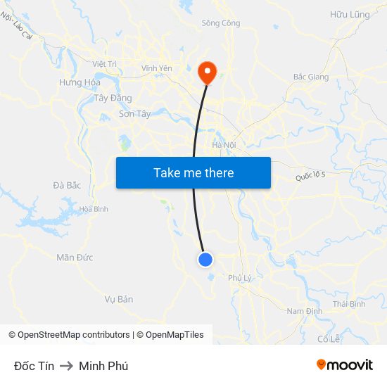 Đốc Tín to Minh Phú map