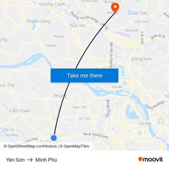 Yên Sơn to Minh Phú map