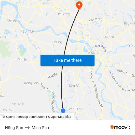 Hồng Sơn to Minh Phú map