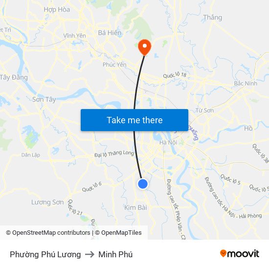 Phường Phú Lương to Minh Phú map