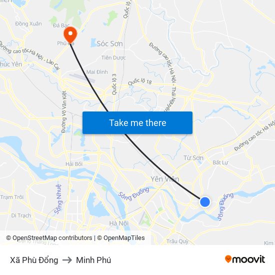 Xã Phù Đổng to Minh Phú map