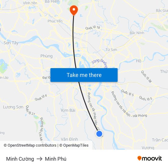 Minh Cường to Minh Phú map