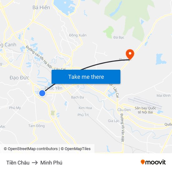 Tiền Châu to Minh Phú map
