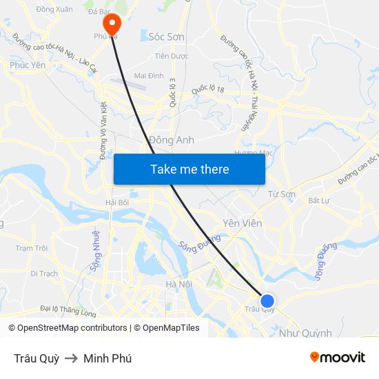 Trâu Quỳ to Minh Phú map
