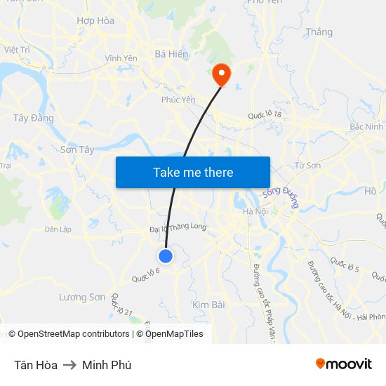 Tân Hòa to Minh Phú map