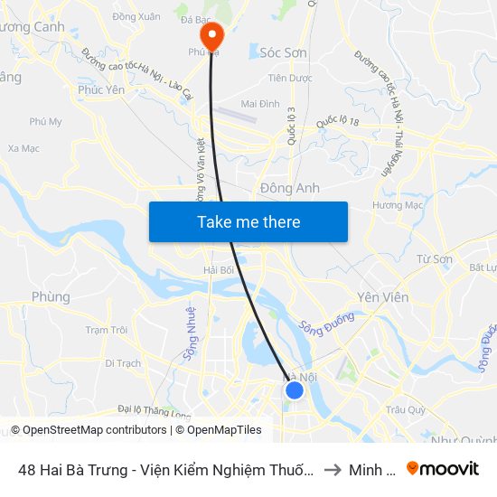 48 Hai Bà Trưng - Viện Kiểm Nghiệm Thuốc Trung Ương to Minh Phú map