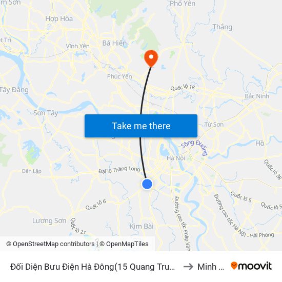 Đối Diện Bưu Điện Hà Đông(15 Quang Trung Hà Đông) to Minh Phú map