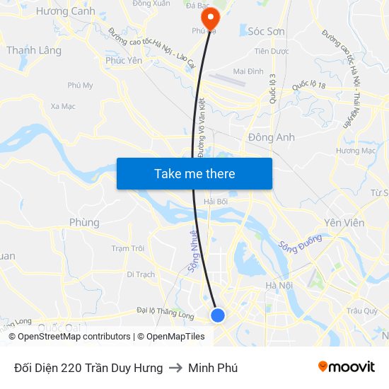 Đối Diện 220 Trần Duy Hưng to Minh Phú map