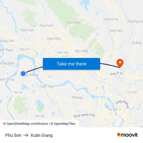 Phú Sơn to Xuân Giang map