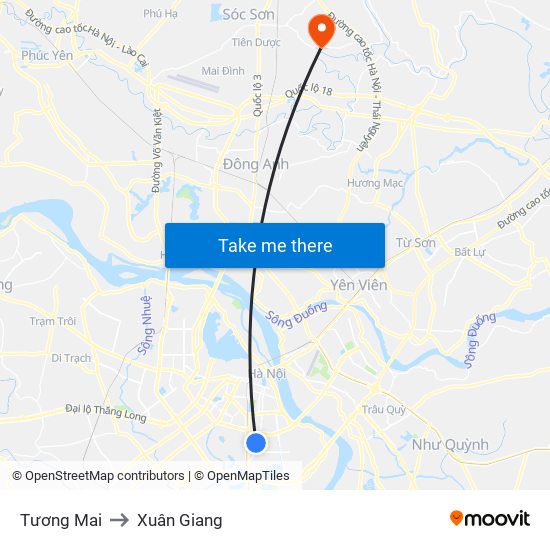 Tương Mai to Xuân Giang map