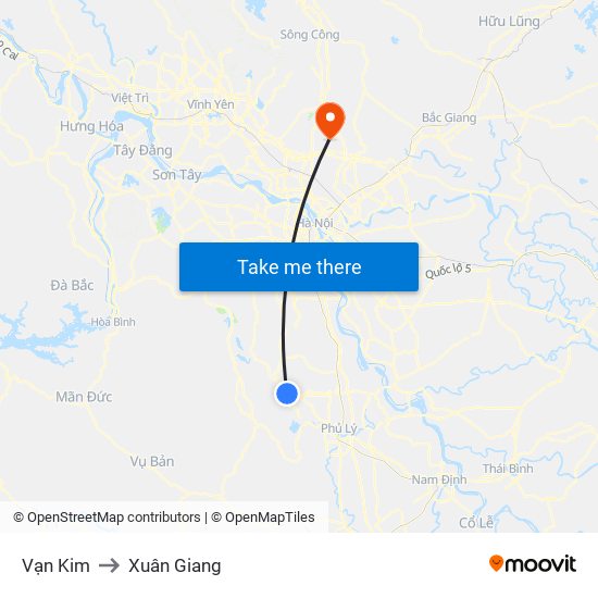 Vạn Kim to Xuân Giang map