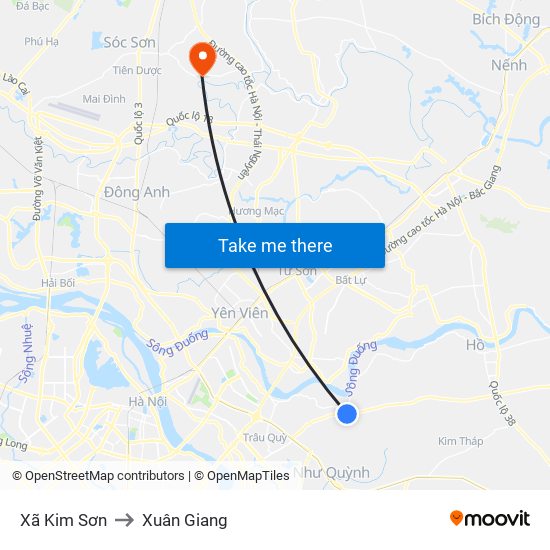 Xã Kim Sơn to Xuân Giang map