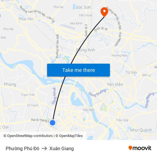 Phường Phú Đô to Xuân Giang map