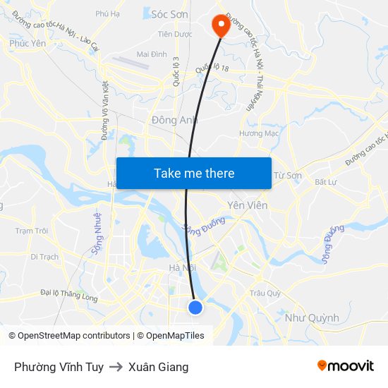 Phường Vĩnh Tuy to Xuân Giang map