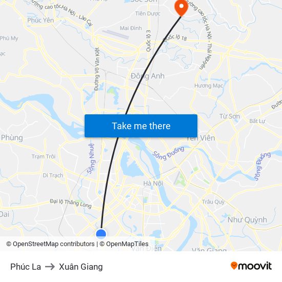 Phúc La to Xuân Giang map