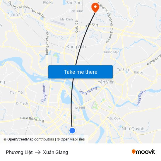 Phương Liệt to Xuân Giang map