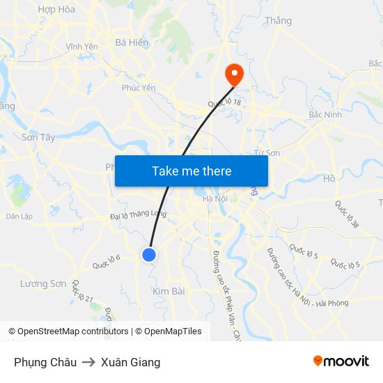 Phụng Châu to Xuân Giang map