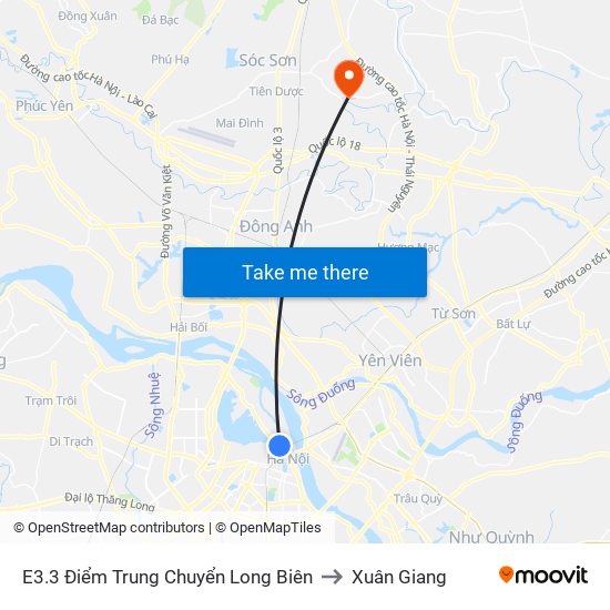 E3.3 Điểm Trung Chuyển Long Biên to Xuân Giang map