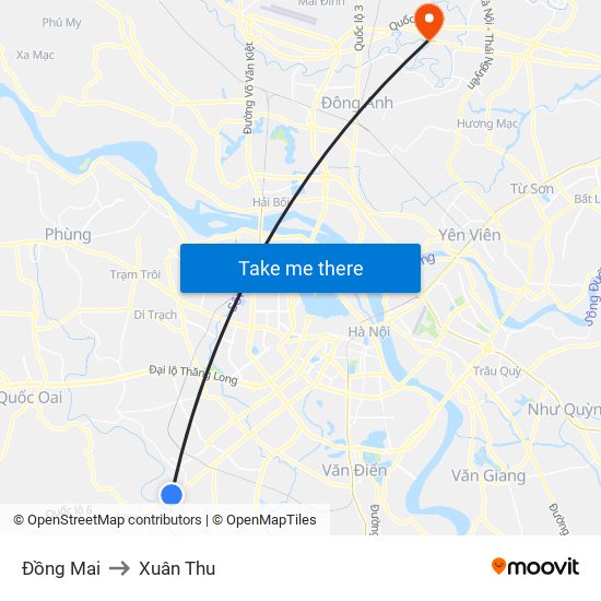 Đồng Mai to Xuân Thu map