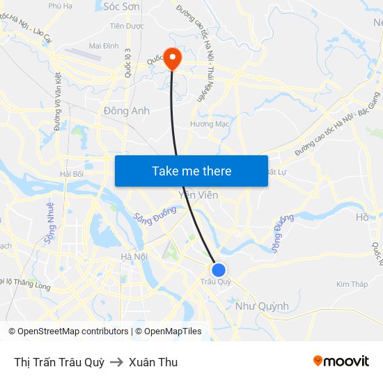 Thị Trấn Trâu Quỳ to Xuân Thu map