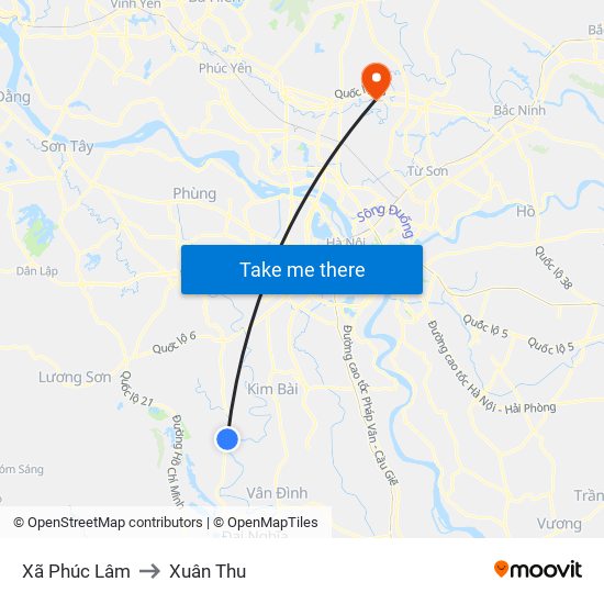 Xã Phúc Lâm to Xuân Thu map