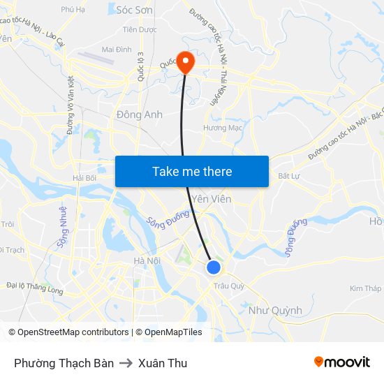 Phường Thạch Bàn to Xuân Thu map