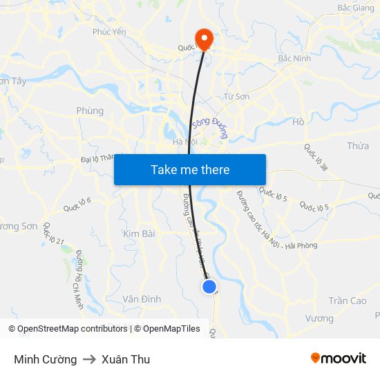 Minh Cường to Xuân Thu map