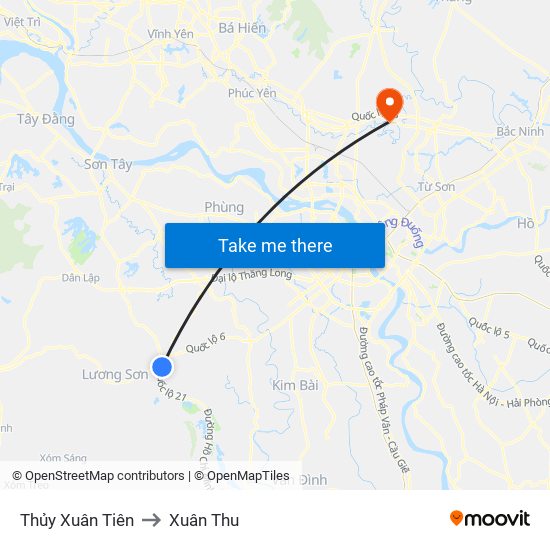 Thủy Xuân Tiên to Xuân Thu map