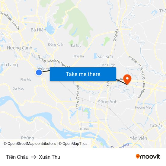 Tiền Châu to Xuân Thu map