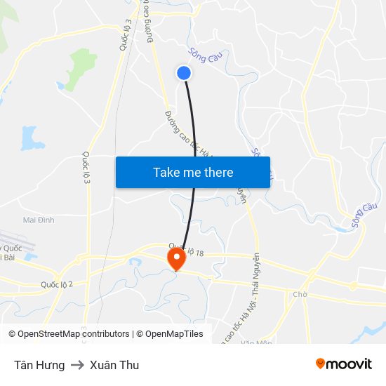 Tân Hưng to Xuân Thu map