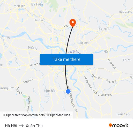 Hà Hồi to Xuân Thu map