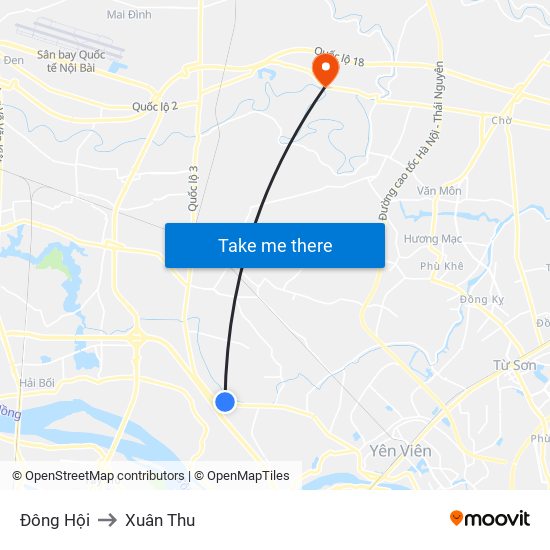 Đông Hội to Xuân Thu map