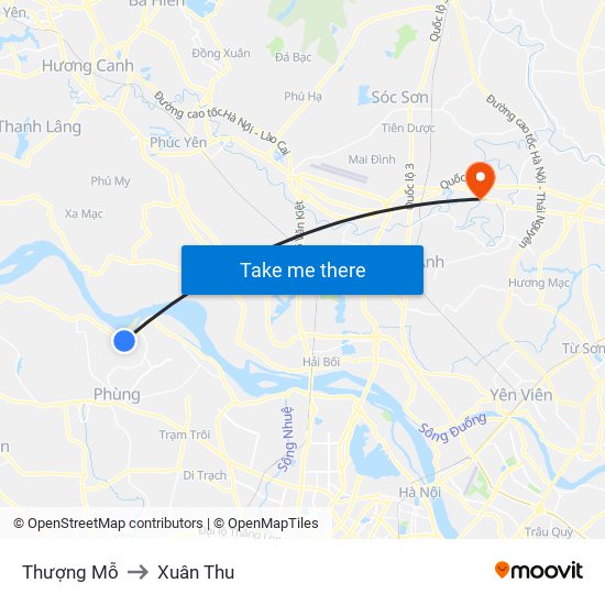 Thượng Mỗ to Xuân Thu map