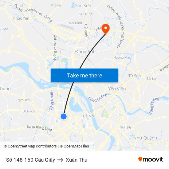 Số 148-150 Cầu Giấy to Xuân Thu map